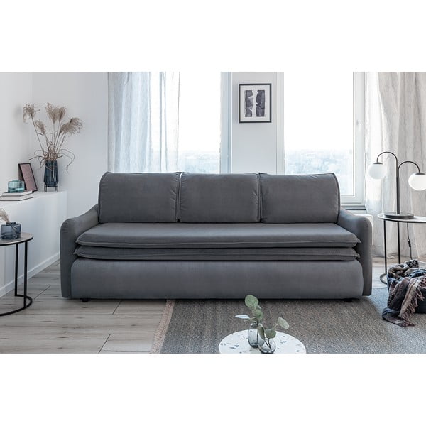 Canapea extensibilă din catifea Miuform Tender Eddie, gri-image-2
