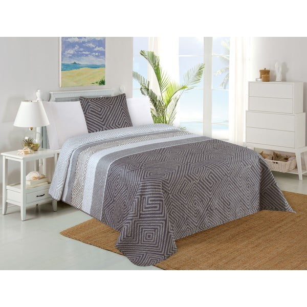 Set cuvertură și față de pernă gri matlasat 140x220 cm Plaza – My House