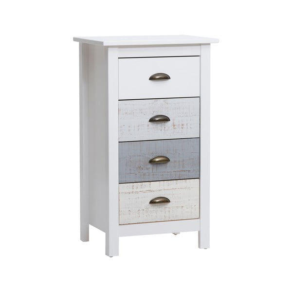 Comodă înaltă cu 4 sertare Marckeric Romantica, 46 x 80 cm, alb - gri-image-2