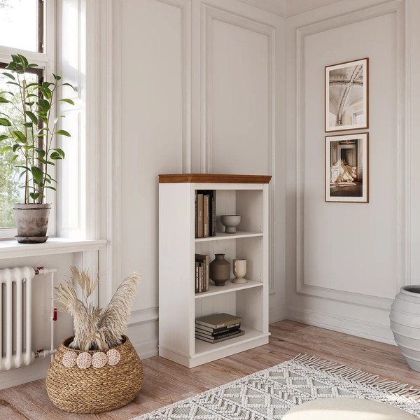 Bibliotecă albă/chihlimbar din lemn de pin 74x118x35 cm Anita – Støraa-image-1
