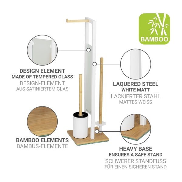 Suport pentru hârtie igienică alb/în culoare naturală din oțel Rivalta – Wenko-image-3