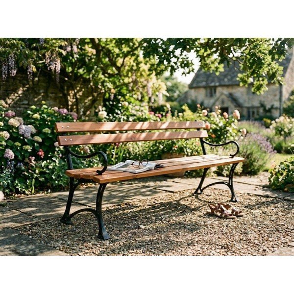 Bancă de grădină în culoare naturală din lemn masiv – Rojaplast-image-1