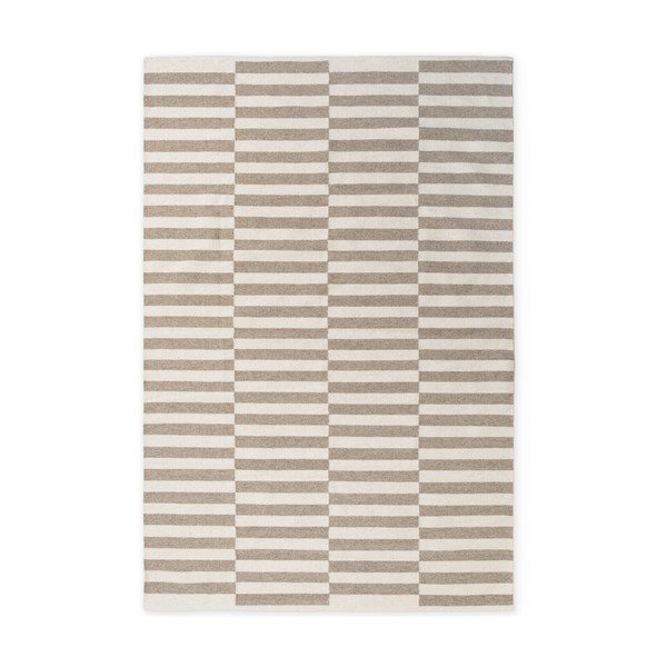 Covor alb/gri reversibil/țesut manual din lână 200x300 cm Vika – Hanse Home