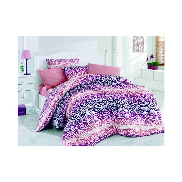Lenjerie de pat cu cearşaf şi 2 feţe de pernă Gravur Rosa, 200 x 220 cm