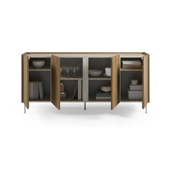 Comodă în culoare naturală cu aspect de lemn de stejar 180x83x40,5 cm Lucile – Marckeric-image-4