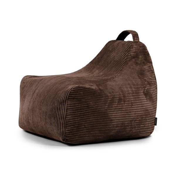 Fotoliu puf pentru copii maro închis cu tapițerie din catifea reiată Game Amuse – SLOWDOWN