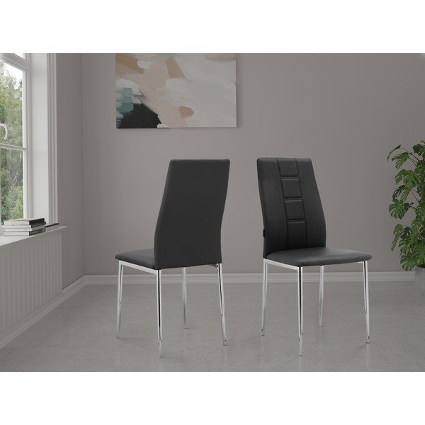 Scaune de dining negre 2 buc. din imitație de piele Edita – Støraa-image-1