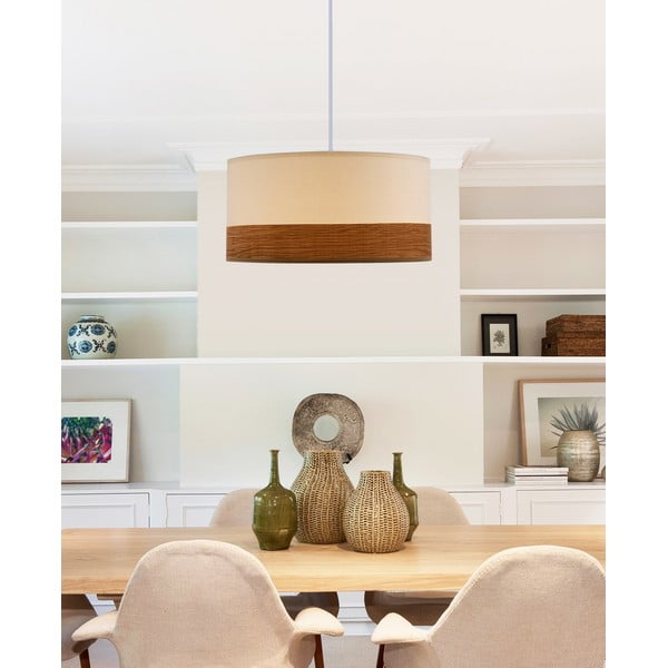 Lustră albă cu furnir și abajur textil ø 30 cm Bianco – Candellux Lighting-image-1