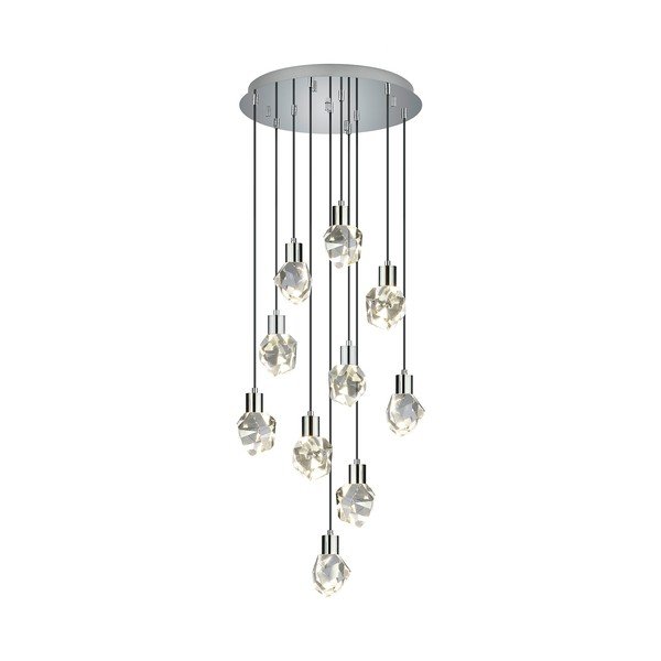 Lustră argintie LED cu abajur din sticlă ø 51,5 cm Verano – Trio Select