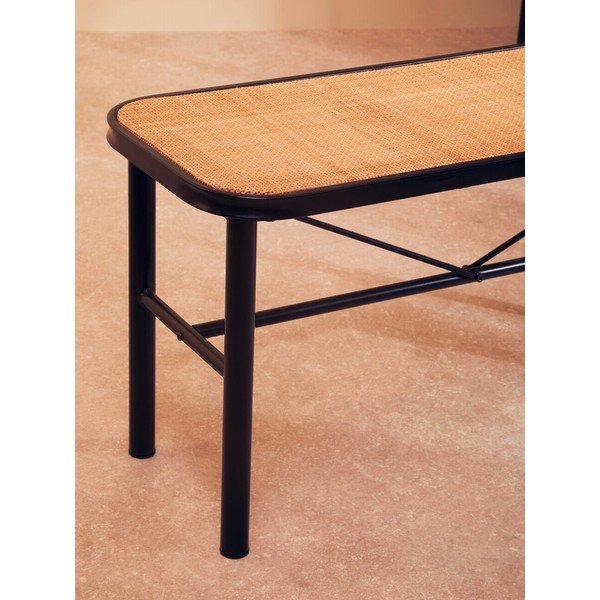 Bancă neagră/în culoare naturală din ratan Depok – Premier Housewares-image-3