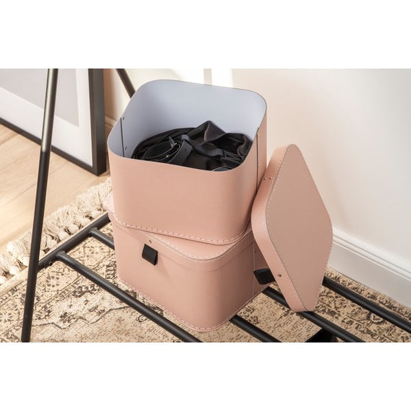 Cutii de depozitare roz 2 buc. din carton cu capac 28,5x28,5x19,5 cm Ludvig Paper Laminate – Bigso-image-2