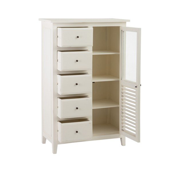 Comodă albă înaltă din lemn de mindi 95x150 cm Luanco – Ixia-image-2