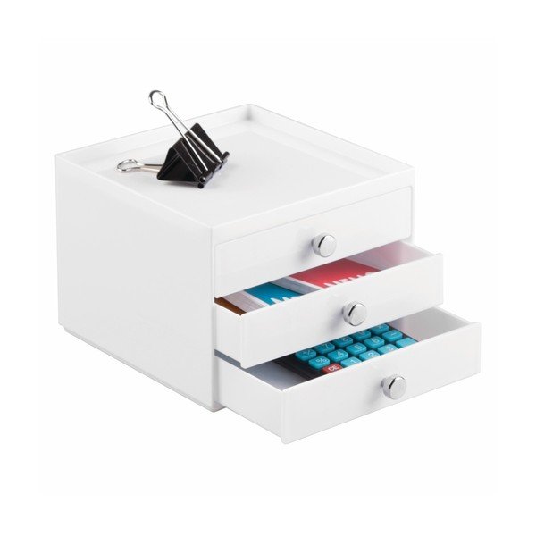 Organizator cu 3 sertare InterDesign Desk, alb-image-1