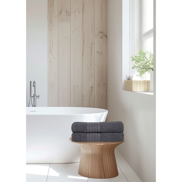 Prosoape gri-antracit 2 buc. din bumbac din frotir 70x140 cm – Good Morning-image-4