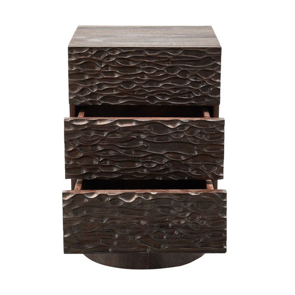 Noptieră maro închis din lemn de mango Crumble – WOOOD-image-2