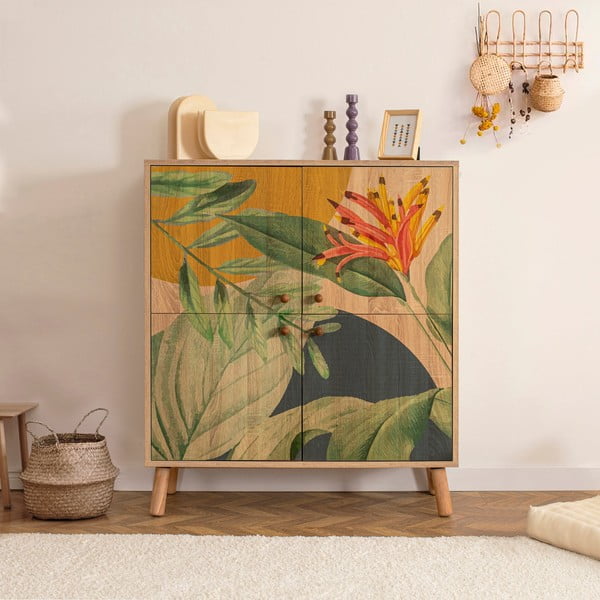 Dulap în culoare naturală cu aspect de lemn de stejar 95x111 cm Multilux – Kalune Design-image-1