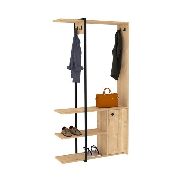 Set pentru hol negru/cu aspect de lemn de stejar Kumsal – Kalune Design-image-2