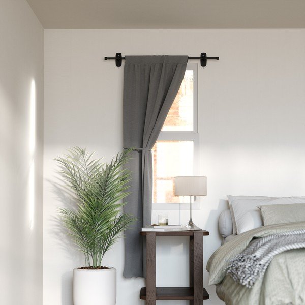 Galerie de perdea negru-mat extensibilă din oțel 71 - 121 cm Adhera – Umbra-image-2