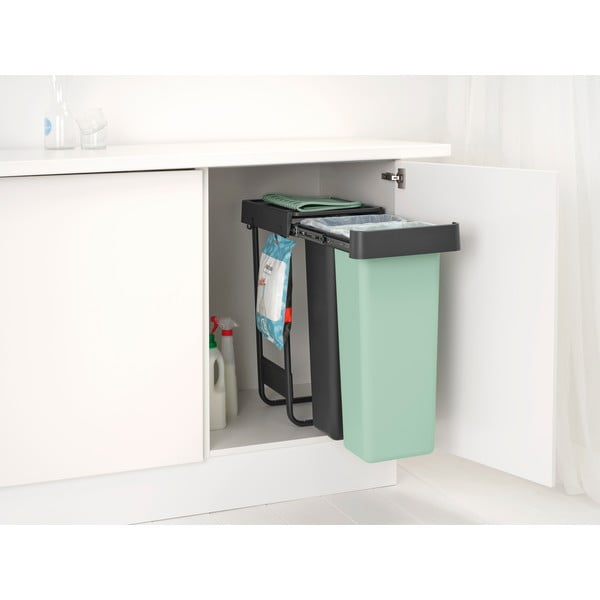 Coș de gunoi verde mentă/gri închis de reciclat/ încorporat din plastic 60 l Sort&Go – Brabantia-image-1