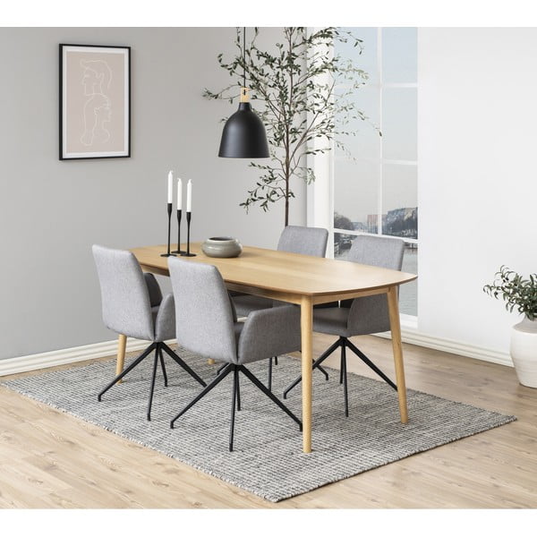 Scaun de sufragerie gri cu cotiere tapițat Naya – Actona-image-1