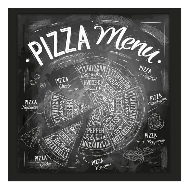   Tablou din sticlă float Eurographics Pizza Menu, 30 x 30 cm