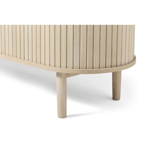 Comodă în culoare naturală cu aspect de lemn de stejar cu ușă glisantă 140x76x45 cm Meta – Unique Furniture-image-3