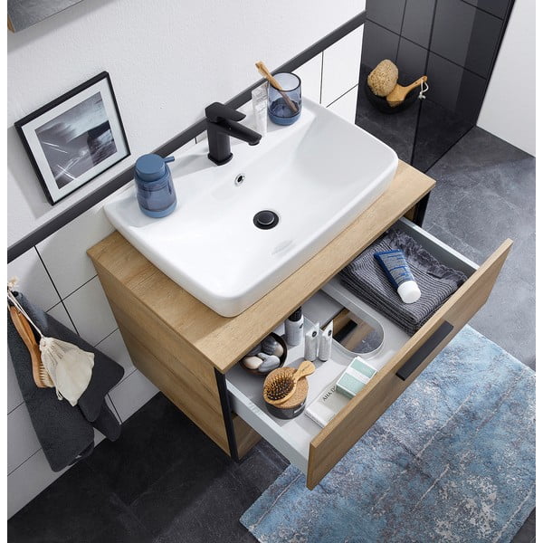 Blat sub chiuvetă în culoare naturală cu aspect de lemn de stejar Quickset 395 – Pelipal-image-1