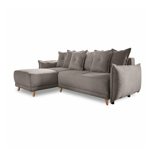 Colțar maro deschis extensibil cu tapițerie din catifea reiată  (colț variabil) Lazy Lukka – Miuform