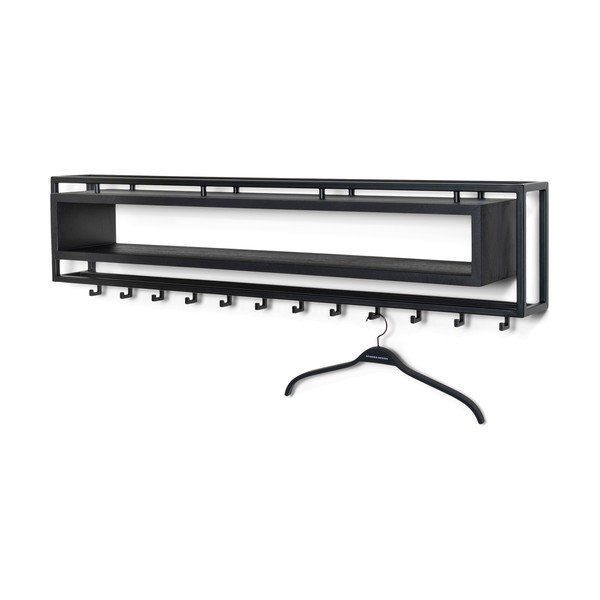 Cuier de perete negru cu raft din metal 118 cm School – Spinder Design-image-2