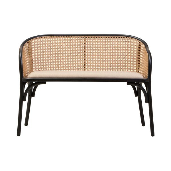 Bancă neagră/în culoare naturală capitonată Cebu – Premier Housewares-image-2