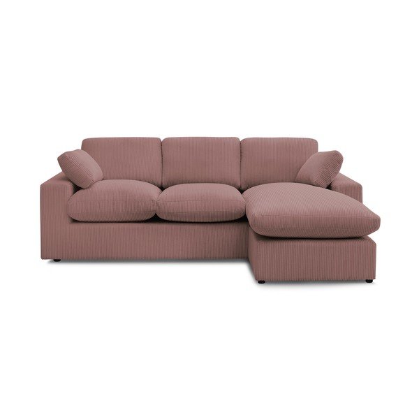 Colțar roz cu tapițerie din catifea reiată Belair – Bobochic Paris