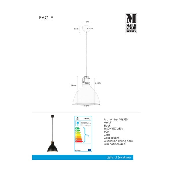 Lustră Markslöjd Eagle, negru-image-1