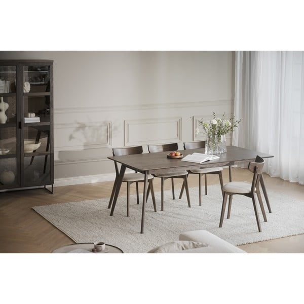 Masă de dining maro închis extensibilă cu aspect de lemn de stejar 90x190 cm Yumi – Rowico-image-3