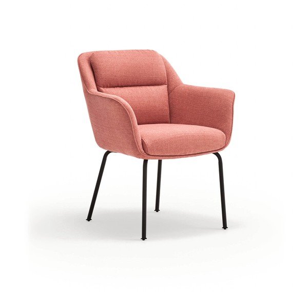 Scaun de living roz cu cotiere tapițat Sadira – Teulat
