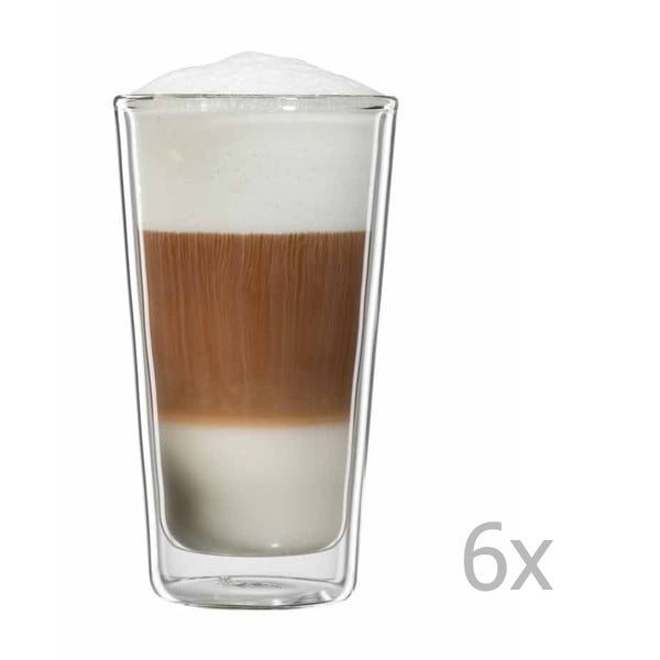 Set 6 pahare din sticlă pentru latte machiato bloomix Milano