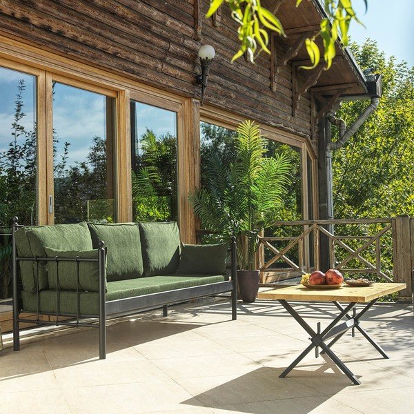 Canapea de grădină verde din metal Lalas – Floriane Garden-image-1