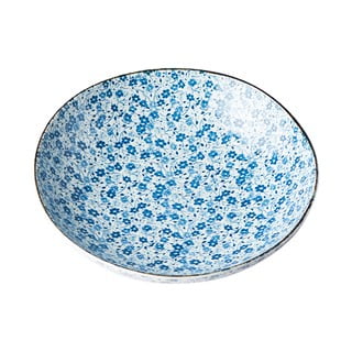 Farfurie adâncă din ceramică albastru-alb, 600 ml Daisy - MIJ