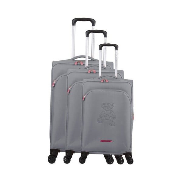 Set 3 trolere cu 4 roți Lulucastagnette Emilia, gri