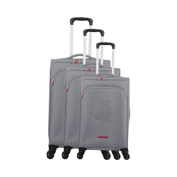 Set 3 trolere cu 4 roți Lulucastagnette Emilia, gri