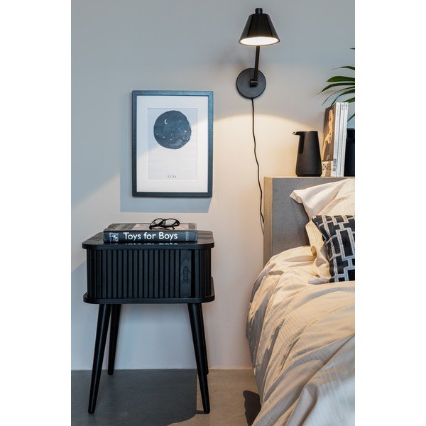 Noptieră neagră cu aspect de lemn de frasin Barbier – Zuiver-image-3