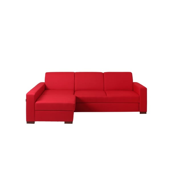 Canapea extensibilă cu șezlong pe partea stângă și spațiu pentru depozitare Custom Form Lozier, roșu