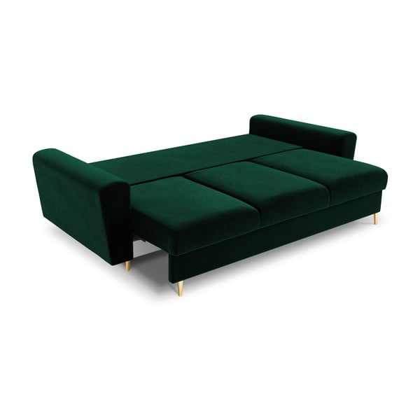 Canapea verde extensibilă, cu spațiu de depozitare cu tapițerie din catifea 235 cm Kyoto – Cosmopolitan Design-image-2