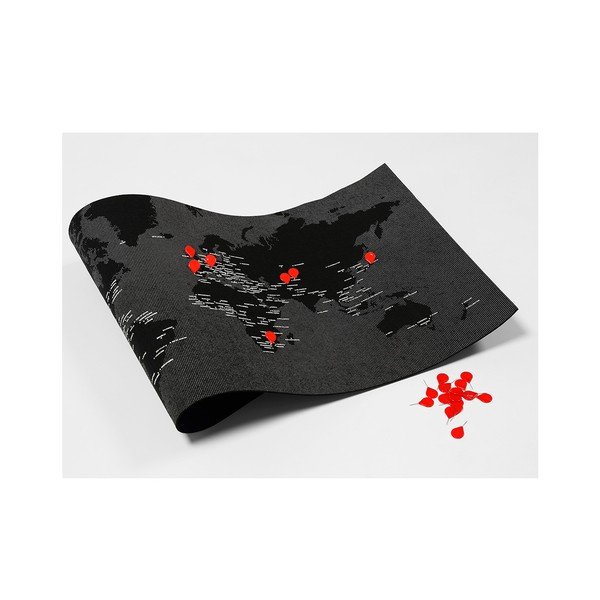 Mini hartă a lumii de perete Palomar Pin World, 77 x 48 cm, negru-image-2