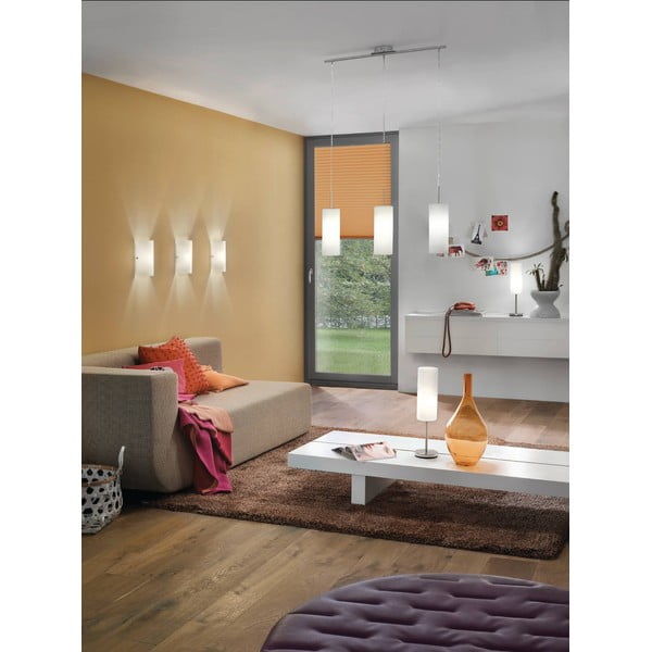 Lustră albă/argintie cu abajur din sticlă TROY 3 – EGLO-image-3