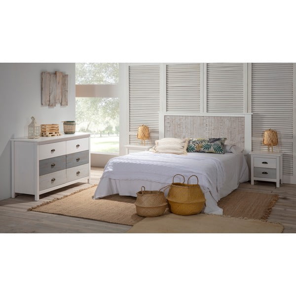 Noptieră Marckeric Romantica, 46 x 50 cm, alb - gri-image-1