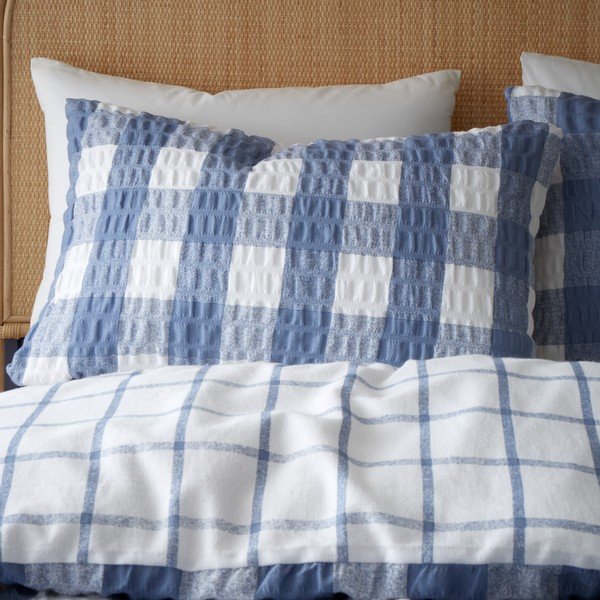 Lenjerie de pat albastră din flanelă pentru pat dublu 200x200 cm Gingham Check – Catherine Lansfield-image-3