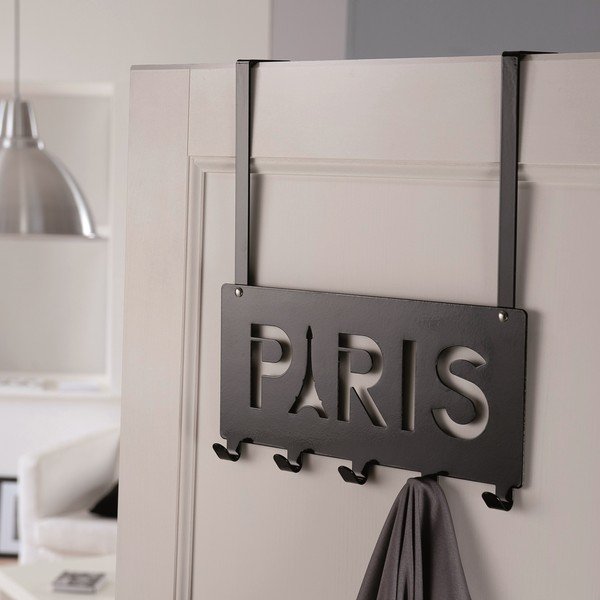 Cuier de ușă negru din metal 30 cm Paris – Compactor-image-1