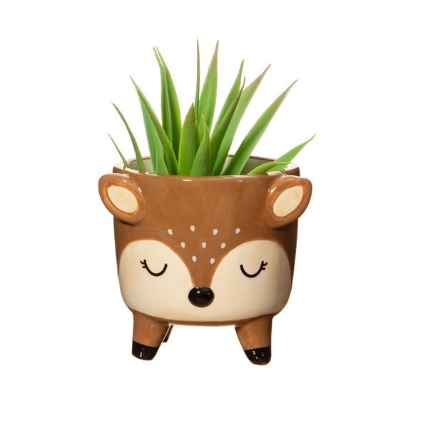 Ghiveci decorativ din piatră pictată manual Deer – Sass & Belle-image-1