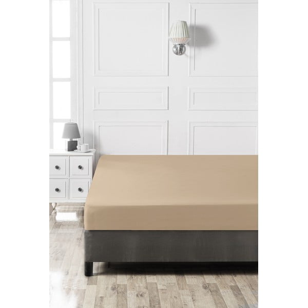 Cearceaf bej din bumbac cu elastic 140x200 cm – Mijolnir-image-2