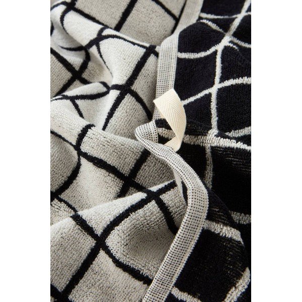 Prosop negru/bej din bumbac 50x70 cm Grid – Jotex-image-3